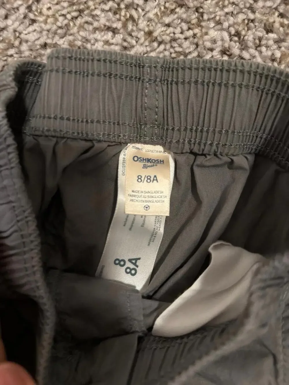 OshKosh B'gosh Boys Gray Cargo Jogger Pants 8/8A (Medium)